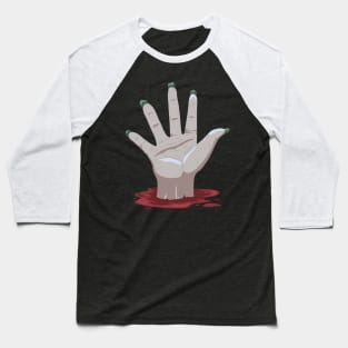 Hand stretches from the grave to the High Five Baseball T-Shirt